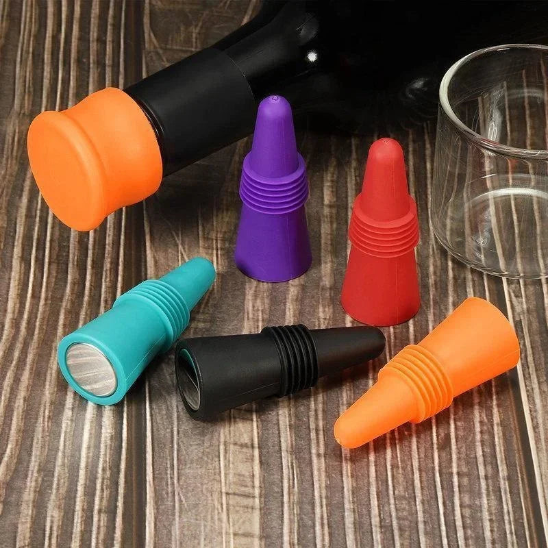 Silicone Wine & Beverage Bottle Stopper - Reusable Leak-Proof Sealer