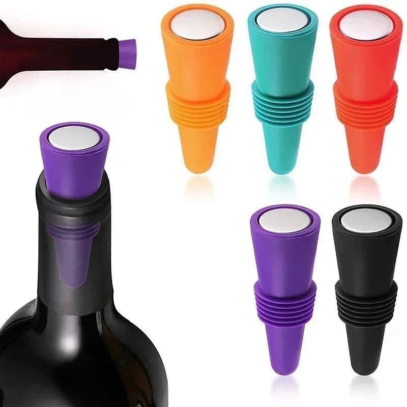 Silicone Wine & Beverage Bottle Stopper - Reusable Leak-Proof Sealer