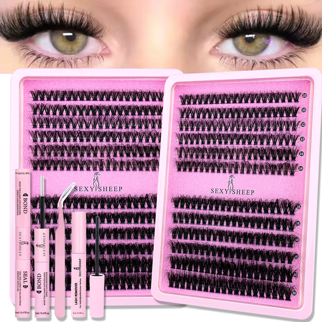 DIY Eyelash Clusters - Individual Lash Extension Kit with Glue
