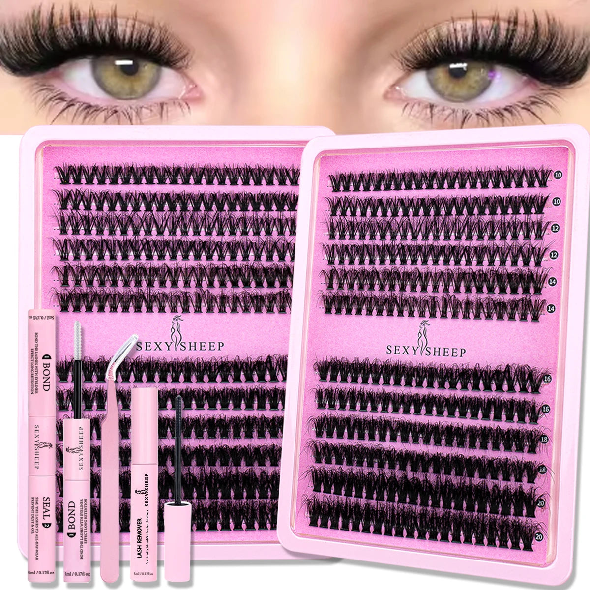 DIY Eyelash Clusters - Individual Lash Extension Kit with Glue