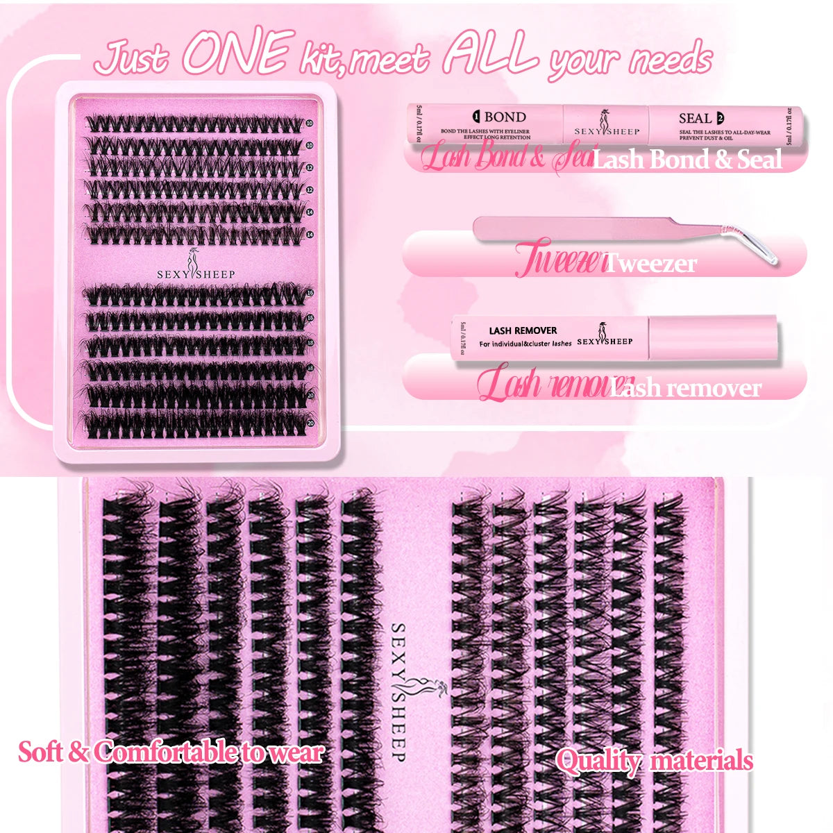 DIY Eyelash Clusters - Individual Lash Extension Kit with Glue