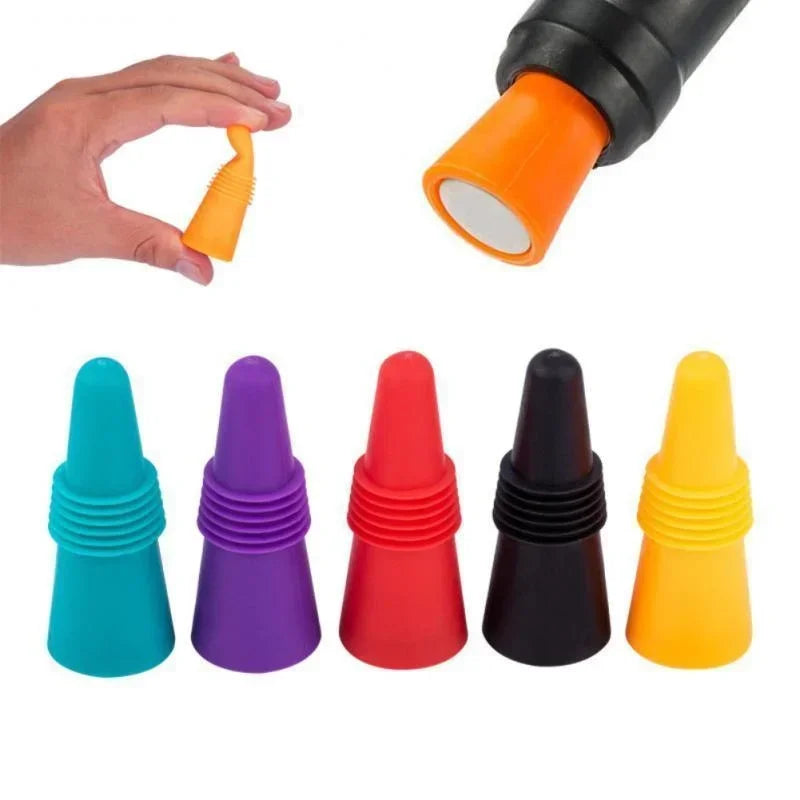 Silicone Wine & Beverage Bottle Stopper - Reusable Leak-Proof Sealer