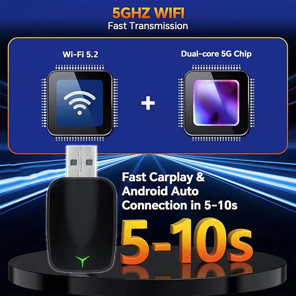 Wireless CarPlay & Android Auto Adapter - Plug & Play Car Smart Box