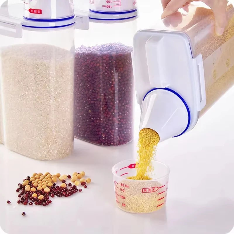 Airtight Grain Storage Jar - Moisture-Proof Rice & Pet Food Container